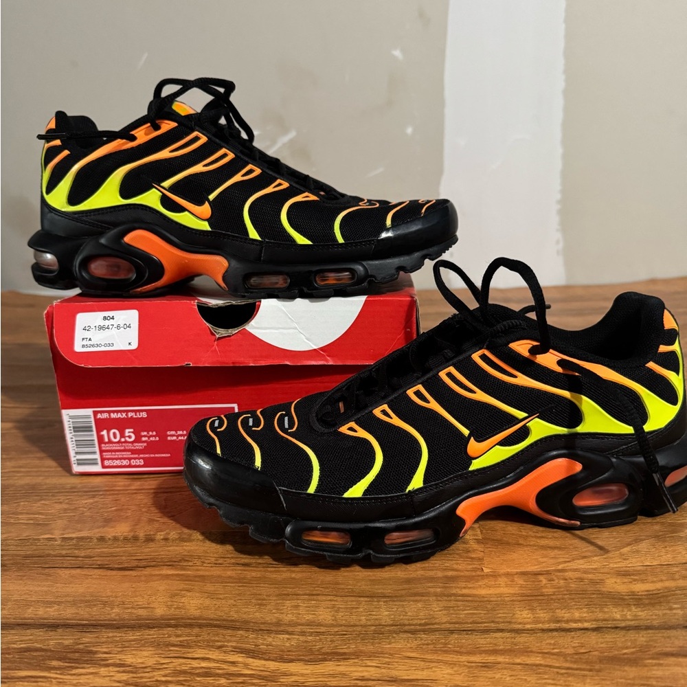 Nike Air Max Plus Black and Orange Shoes